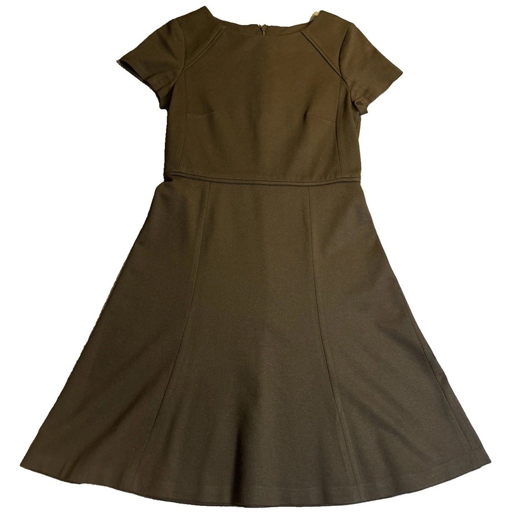 J.Crew Fit and Flare Dress Womens Black Good Short Sleeve Seam Detail Size 00